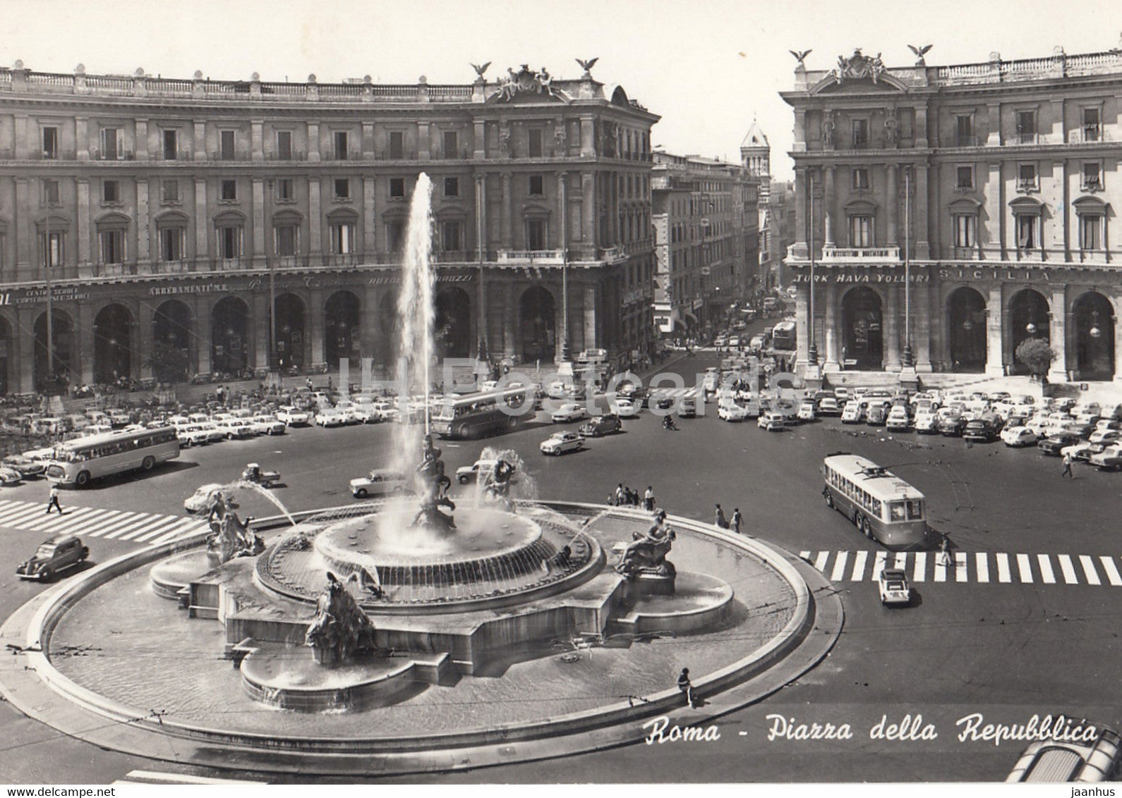 Roma - Rome - Piazza della Repubblica - bus - car - square - 1965 - Italy - used - JH Postcards