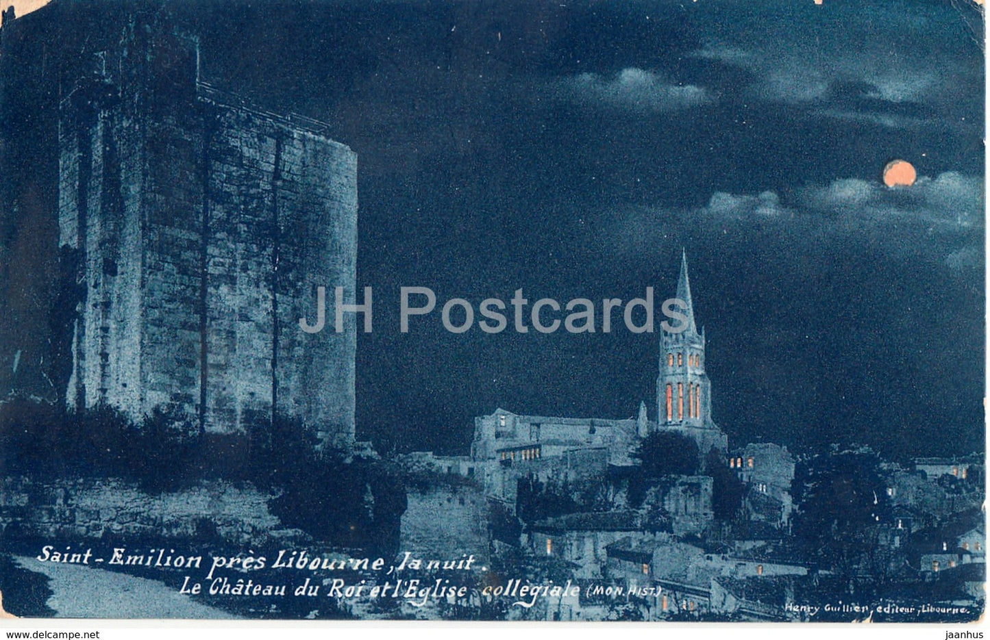 Saint Emilion pres Libourne La Nuit - Le Chateau du Roi - church - 1906 - old postcard - France - used - JH Postcards