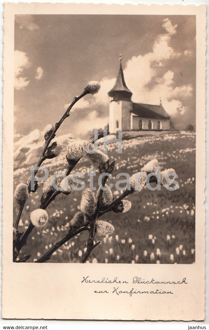 Greeting Card - Herzlichen Gluckwunsch zur Konfirmation - church - Amag 67282 - old postcard - 1940 - Germany - used - JH Postcards