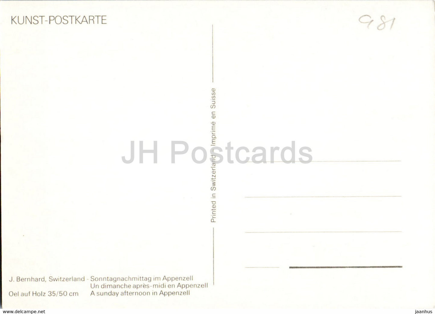 Sonntagnachmittag im Appenzell von J. Bernhard - Illustration - Schweiz - ungebraucht