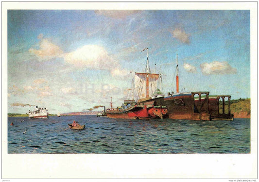 painting by Isaac Levitan - Fresh breeze , 1895 - sailing boat - large format postcard - russian art - unused - JH Postcards