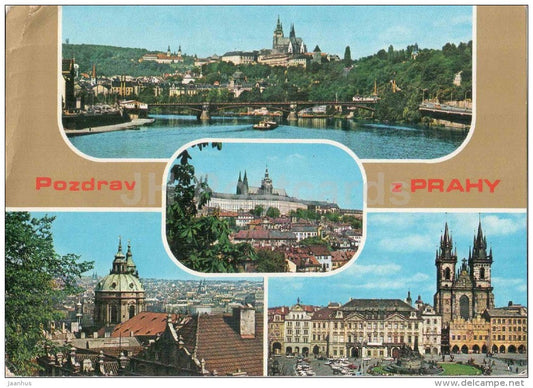 Praha - Prague - Prague Castle - St. Nicholas cathedral - Old Town Square - Czechoslovakia - Czech - used 1974 - JH Postcards