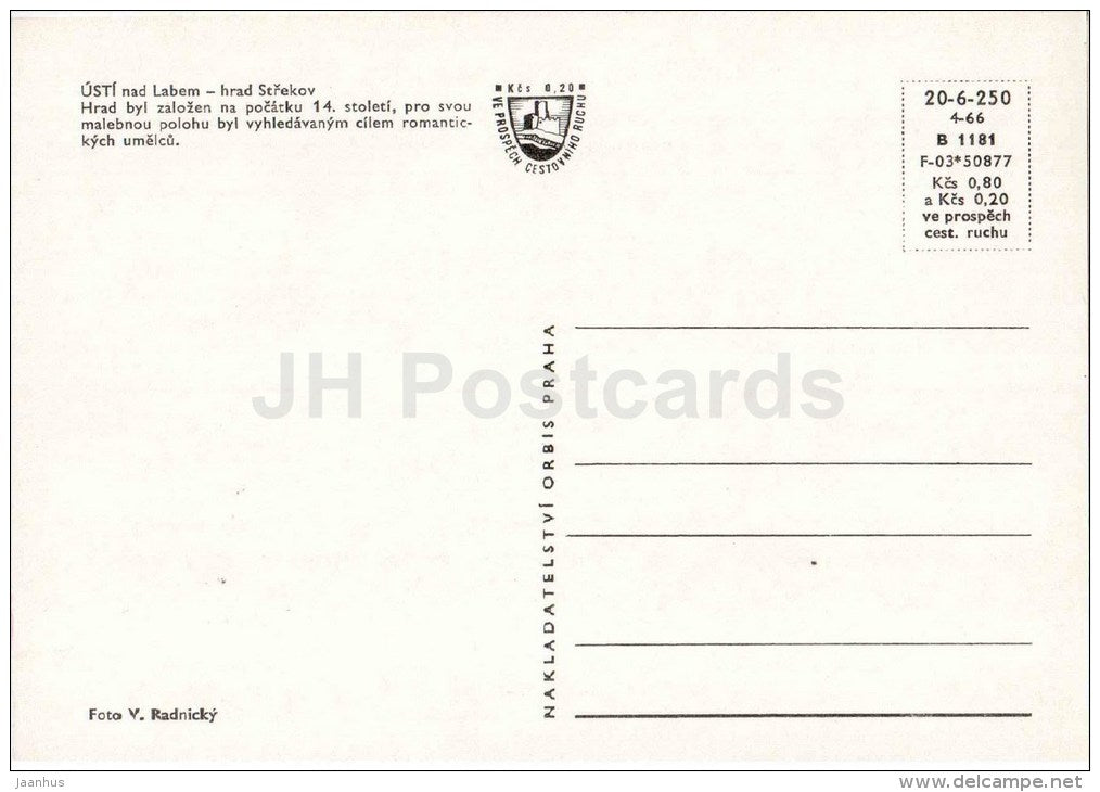 castle Strekov - Ustí nad Labem - Czechoslovakia - Czech - unused - JH Postcards