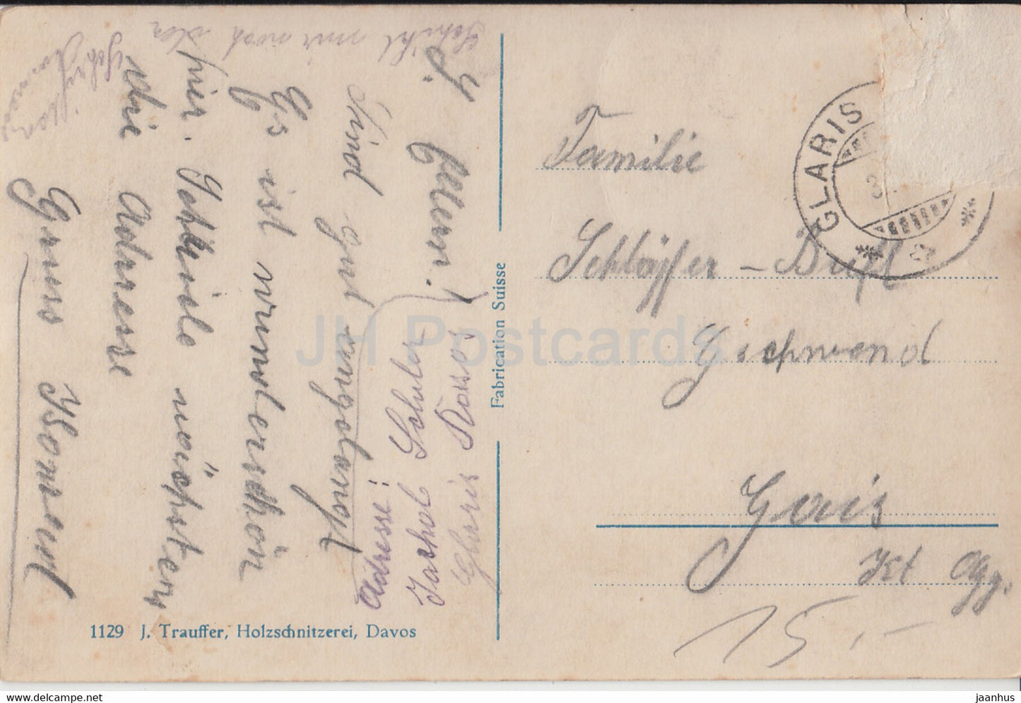 Glaris Davos - 1129 - old postcard -  Switzerland - used