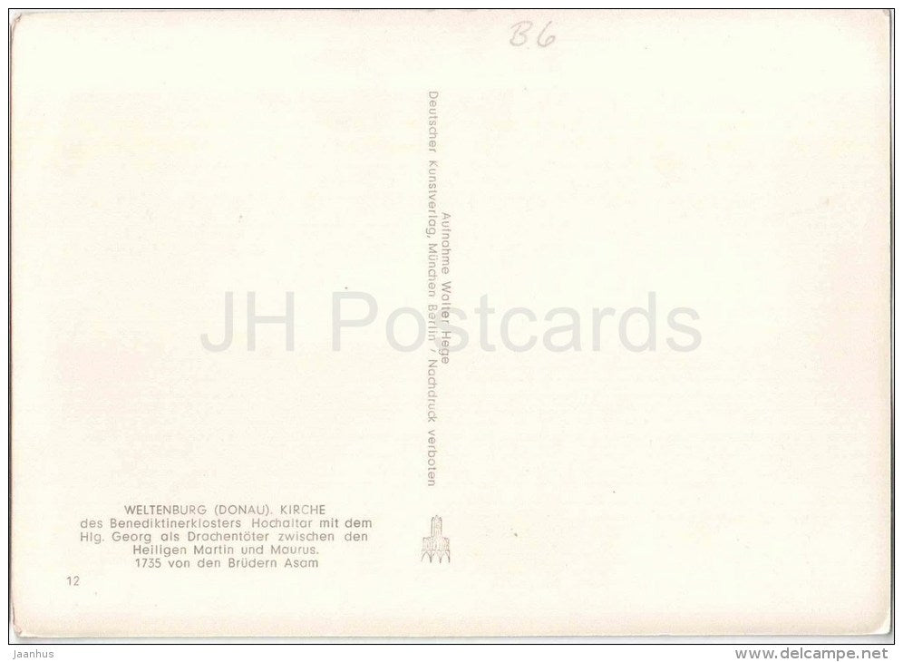 Weltenburg Kirche - Benediktinerklosters Hochaltar - church - 12 - Germany - ungelaufen - JH Postcards