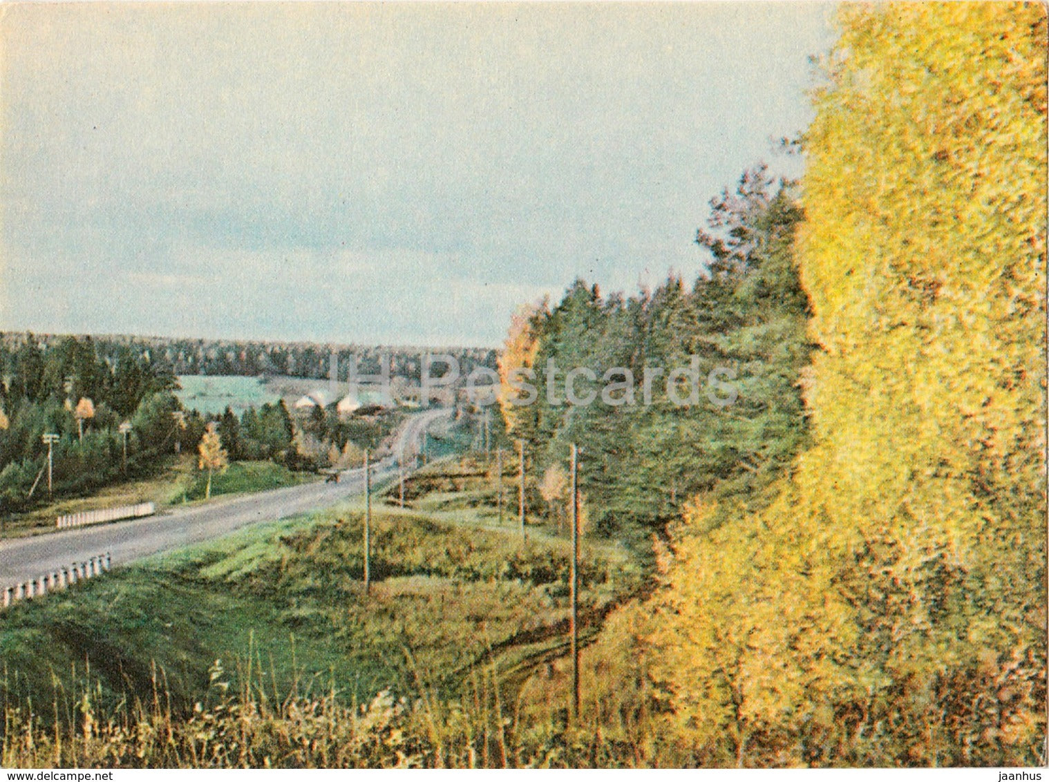 Vidzeme Highway - Latvian Views - old postcard - Latvia USSR - unused - JH Postcards