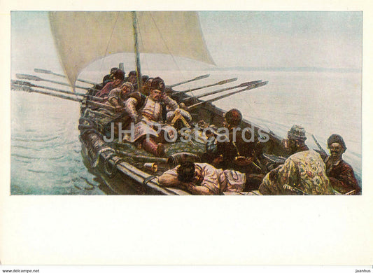 painting by V. Surikov - Stepan Razin - sailing boat - Russian art - 1978 - Russia USSR - unused - JH Postcards