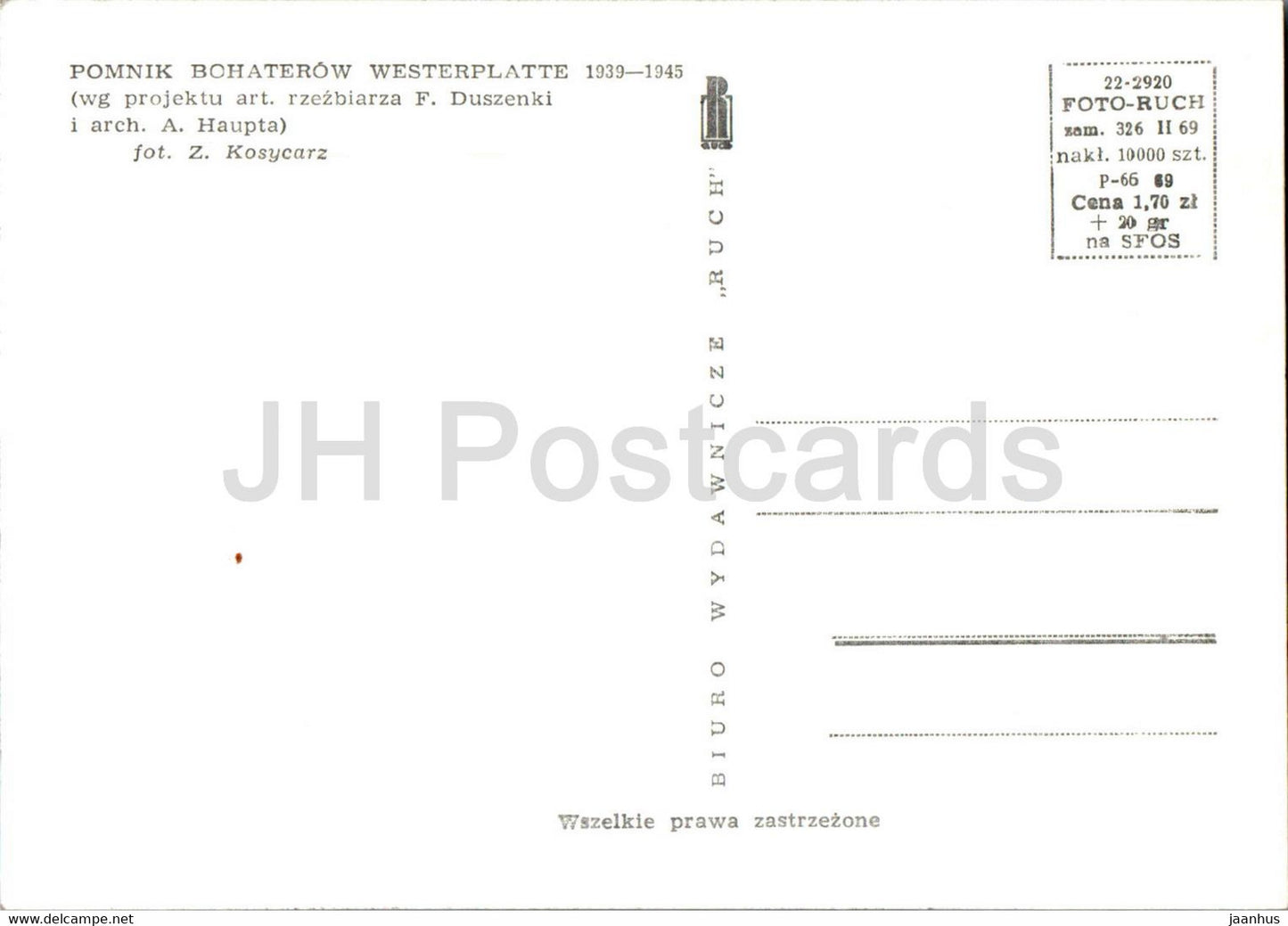 Pomnik Bohaterow Westerplatte 1939-1945 – Denkmal für Helden – 2. Weltkrieg – Kriegsdenkmal – Polen – unbenutzt