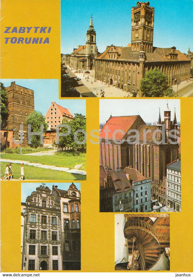 Torun - Zabytki Torunia - monuments - town hall - multiview - 1989 - Poland - used - JH Postcards