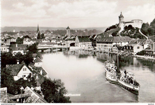 Schaffhausen - ship - steamer - 01532 - old postcard - 1952 - Switzerland - used - JH Postcards