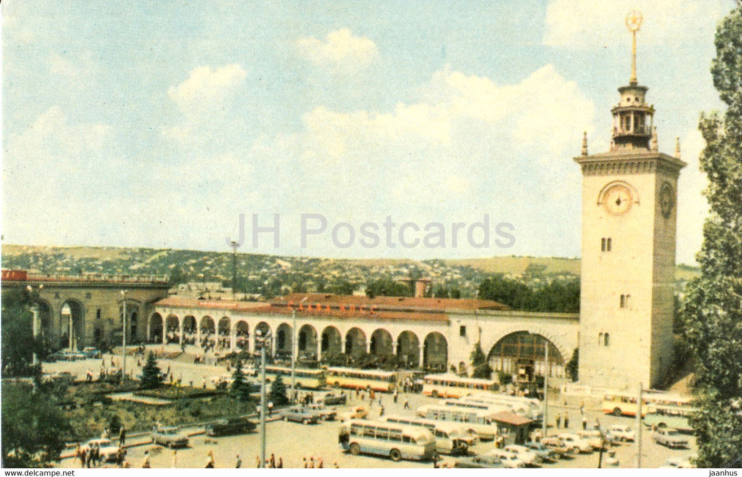 Simferopol - Railway station Square - bus - Crimea - 1968 - Ukraine USSR - unused - JH Postcards