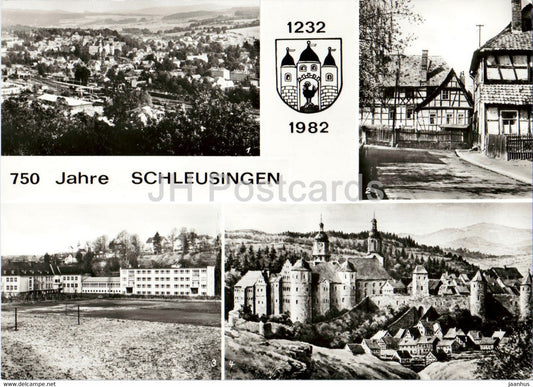 750 Jahre Schleusingen - Munzgasse - Gerhard Hauptmann Schule - Germany DDR - unused - JH Postcards