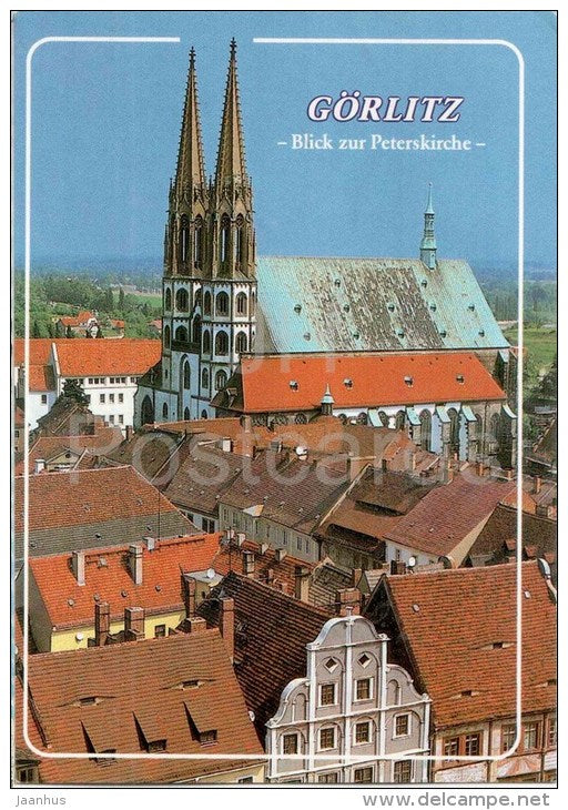 Görlitz - Blick zur Peterskirche - Evang. Pfarrkirche St. Peter und Paul - church - 1996 gelaufen - JH Postcards