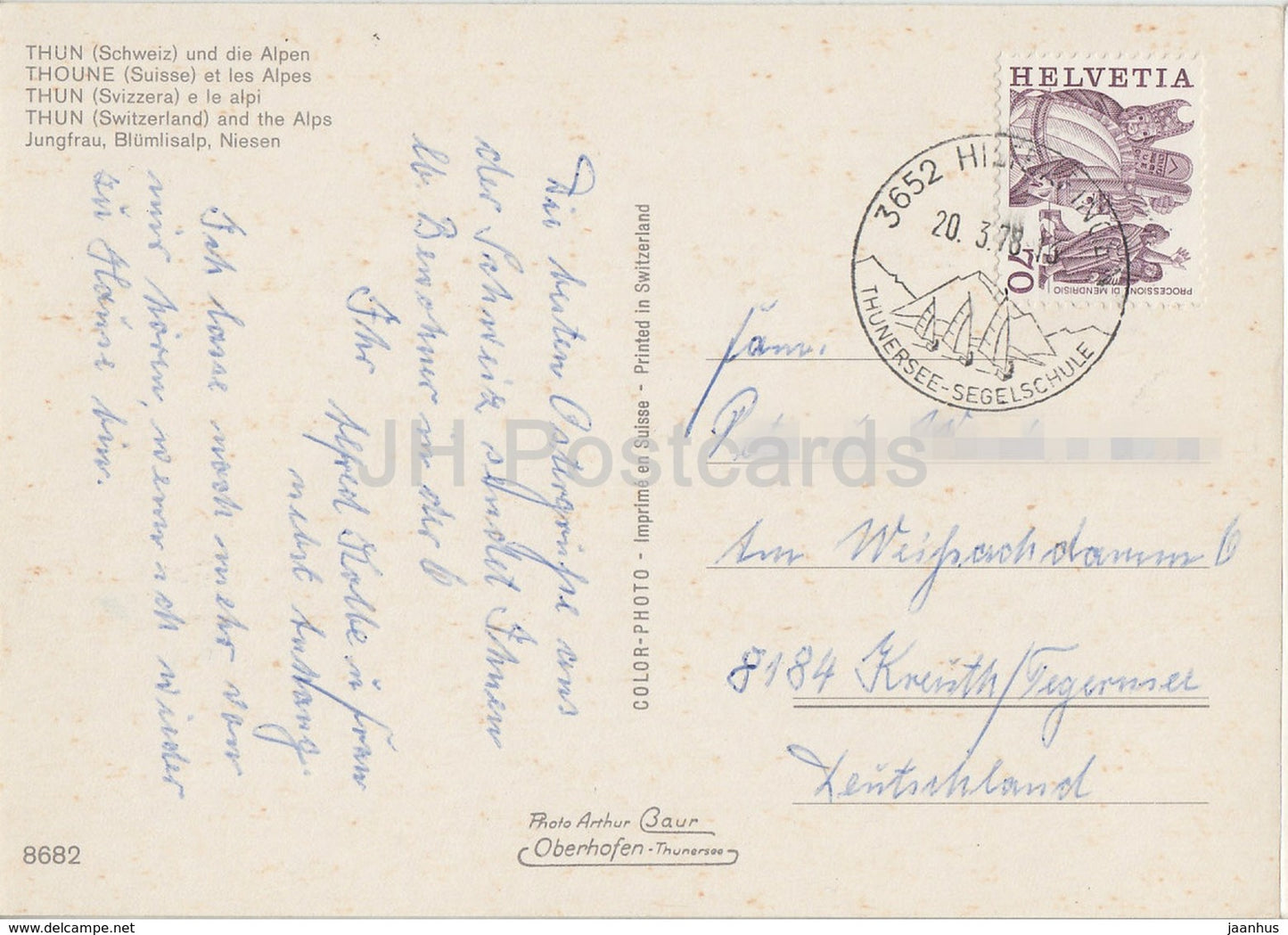 Thoune - Thun und die Alpen -  8682 - 1978 - Switzerland - used