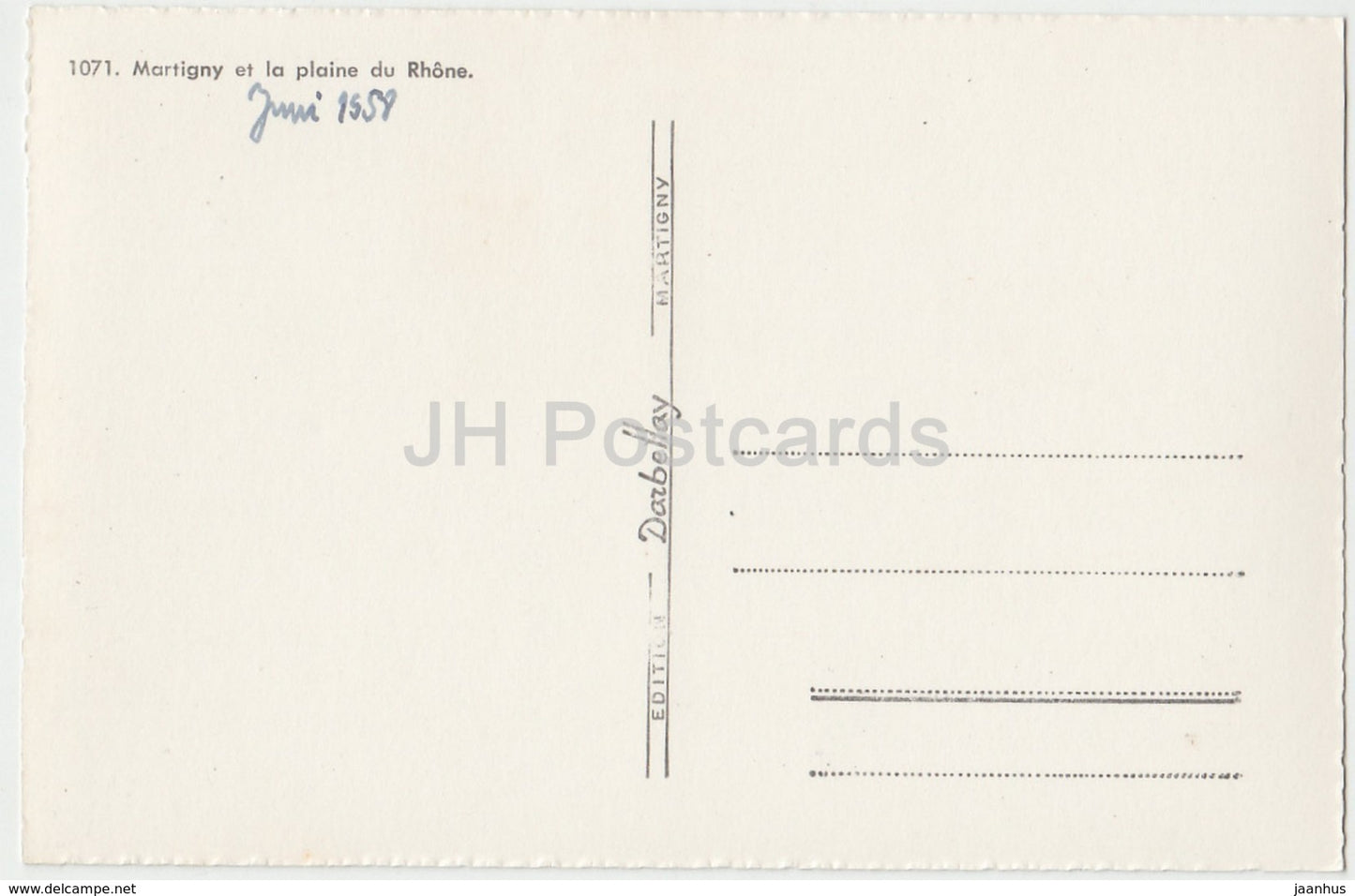 Martigny et la plaine Rhone - 1071 - Switzerland - 1958 - used