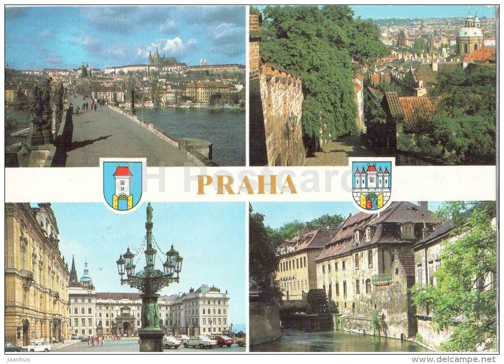 Praha - Prague - Prague Castle - Charles Bridge - St. Nicholas church - Certovka - Czechoslovakia - Czech - used - JH Postcards