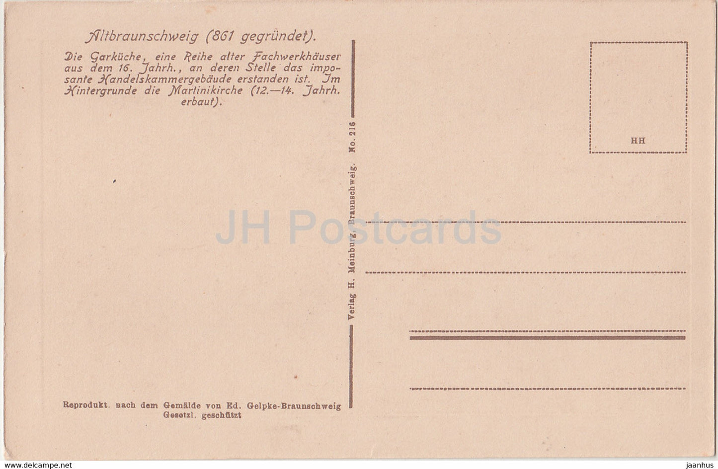 Altbraunschweig - Die Garkuche - Fachwerkhauser - 216 - alte Postkarte - Deutschland - unbenutzt