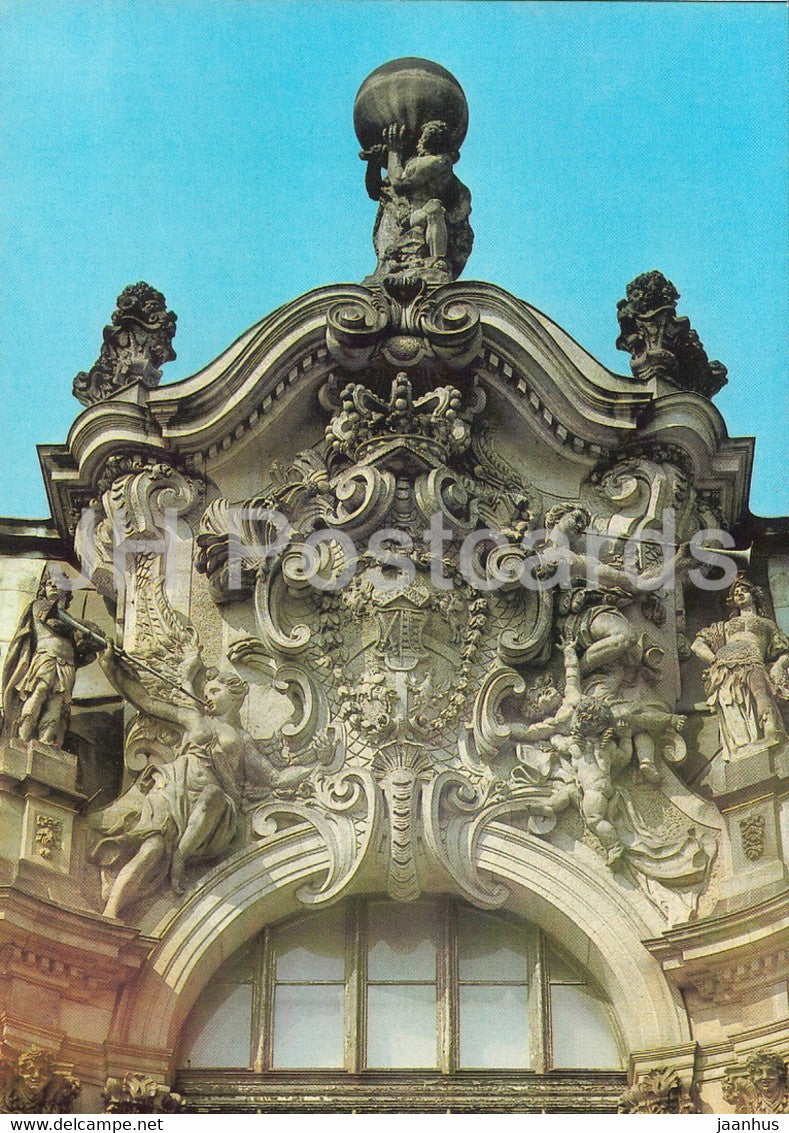 Dresden Zwinger - Giebelfeld am Wallpavillon - Barokplastik in Dresden - sculpture - art - DDR Germany - unused - JH Postcards