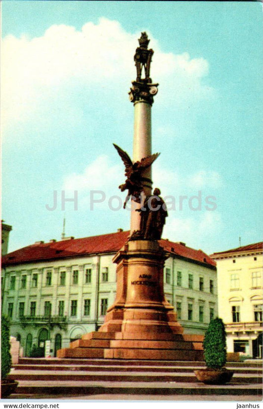 Lviv - Lvov - monument to Polish poet Adam Mickiewicz - 1968 - Ukraine USSR - unused - JH Postcards