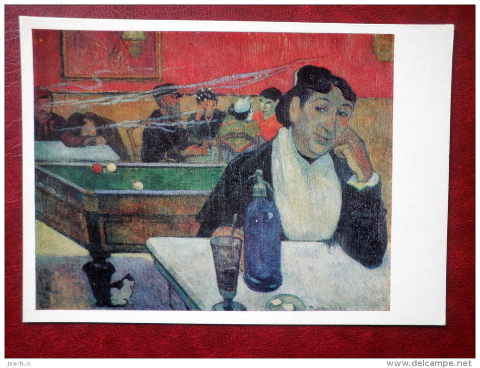 painting by P. Gauguin - NIght Cafe in Arles , 1873 - billiard table - french art - unused - JH Postcards