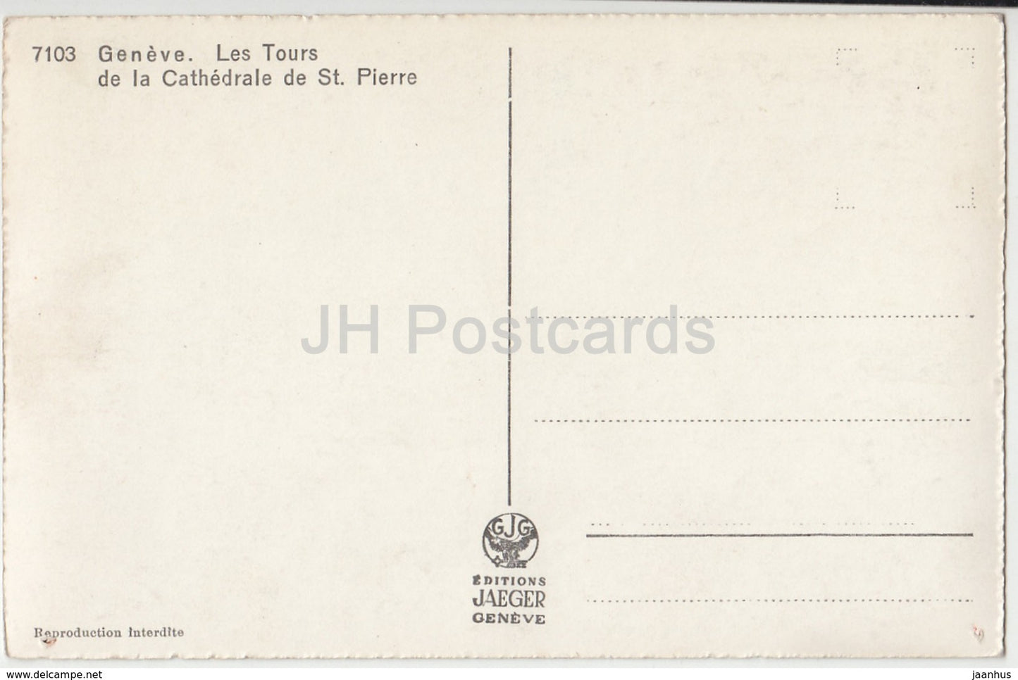 Geneve - Geneva - Les Tours de la Cathedrale de St. Pierre - cathedral - 7103 - Switzerland - old postcard - unused