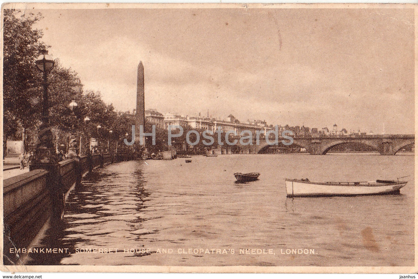 London - Embankment - Somerset House and Cleopatra's Needle - old postcard - 1928 - England - United Kingdom - used - JH Postcards