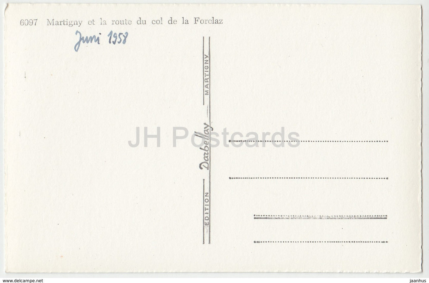 Martigny et la route du col de la Forclaz - 6097 - Switzerland - 1958 - used