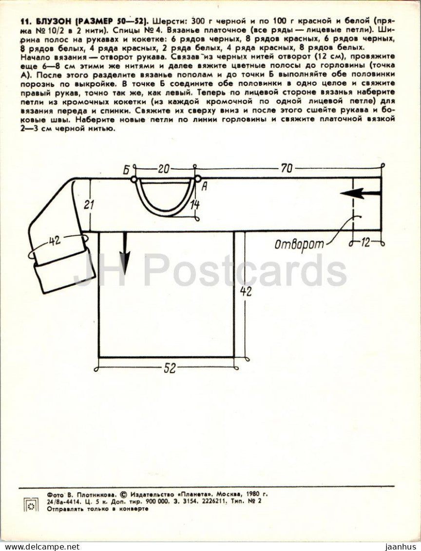 Blouson – Damen – Mode – Großformatige Postkarte – 1980 – Russland UdSSR – unbenutzt 