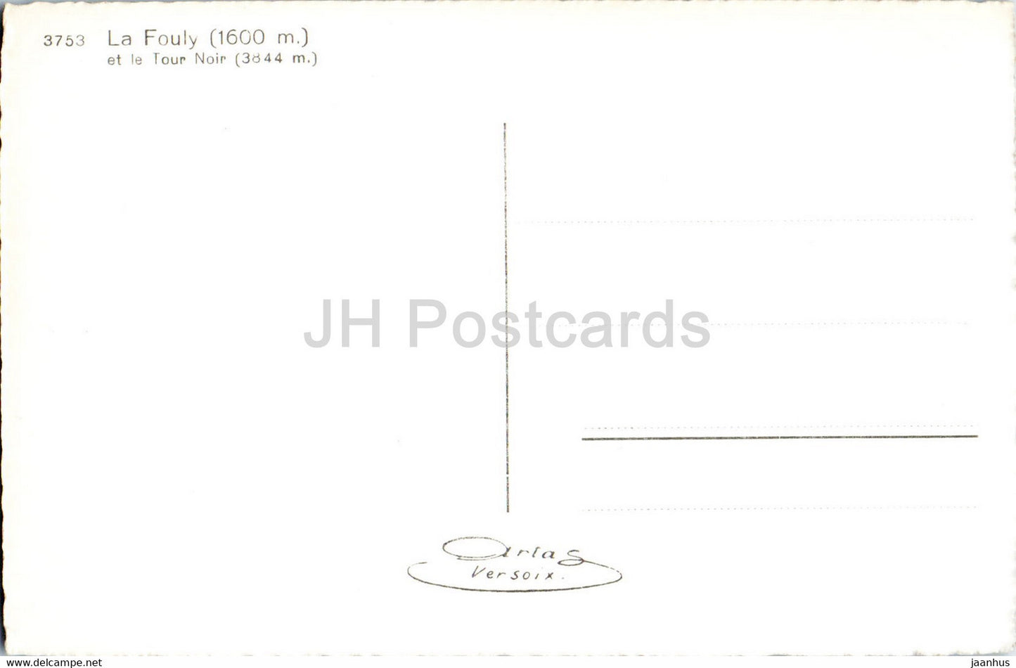 La Fouly 1600 m - et le Tour Noir 3844 m - 3753 - old postcard - Switzerland - unused