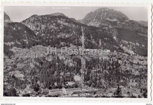 Gietroz et le funiculaire du Chateau d'Eau - funicular - 1169 - Switzerland - 1958 - used - JH Postcards