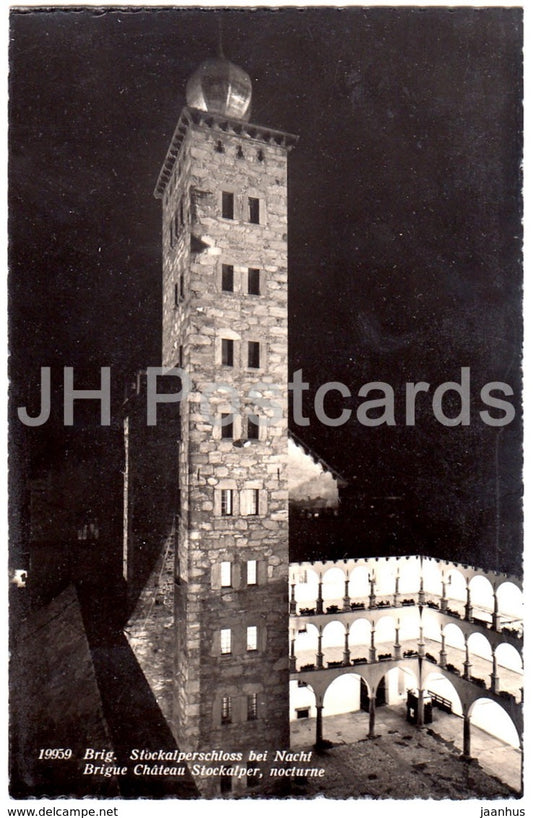 Brig. Stockalperschloss bei Nacht - Brigue Chateau Stockalper - 19959 - Switzerland - old postcard - unused - JH Postcards