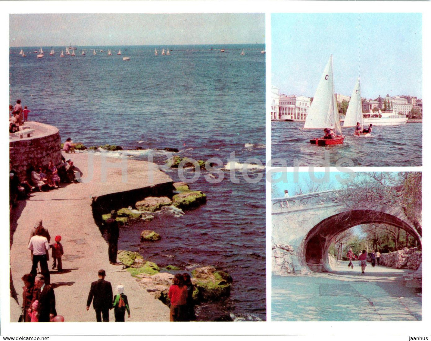 Sevastopol - Primorsky boulevard - Yachts at sea - sailing boat - Crimea - 1977 - Ukraine USSR - unused - JH Postcards