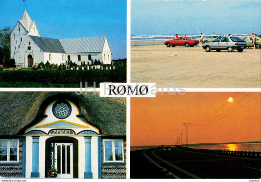 Romo - church - car - Denmark - unused - JH Postcards