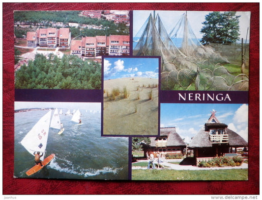 fishing traps - sailboats - Neringa - 1981 - Lithuania - USSR - unused - JH Postcards