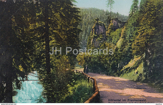 Hollental im Frankenwald - Teufelsfelsen mit Teufelsbrucke - 1459 - old postcard - Germany - unused - JH Postcards