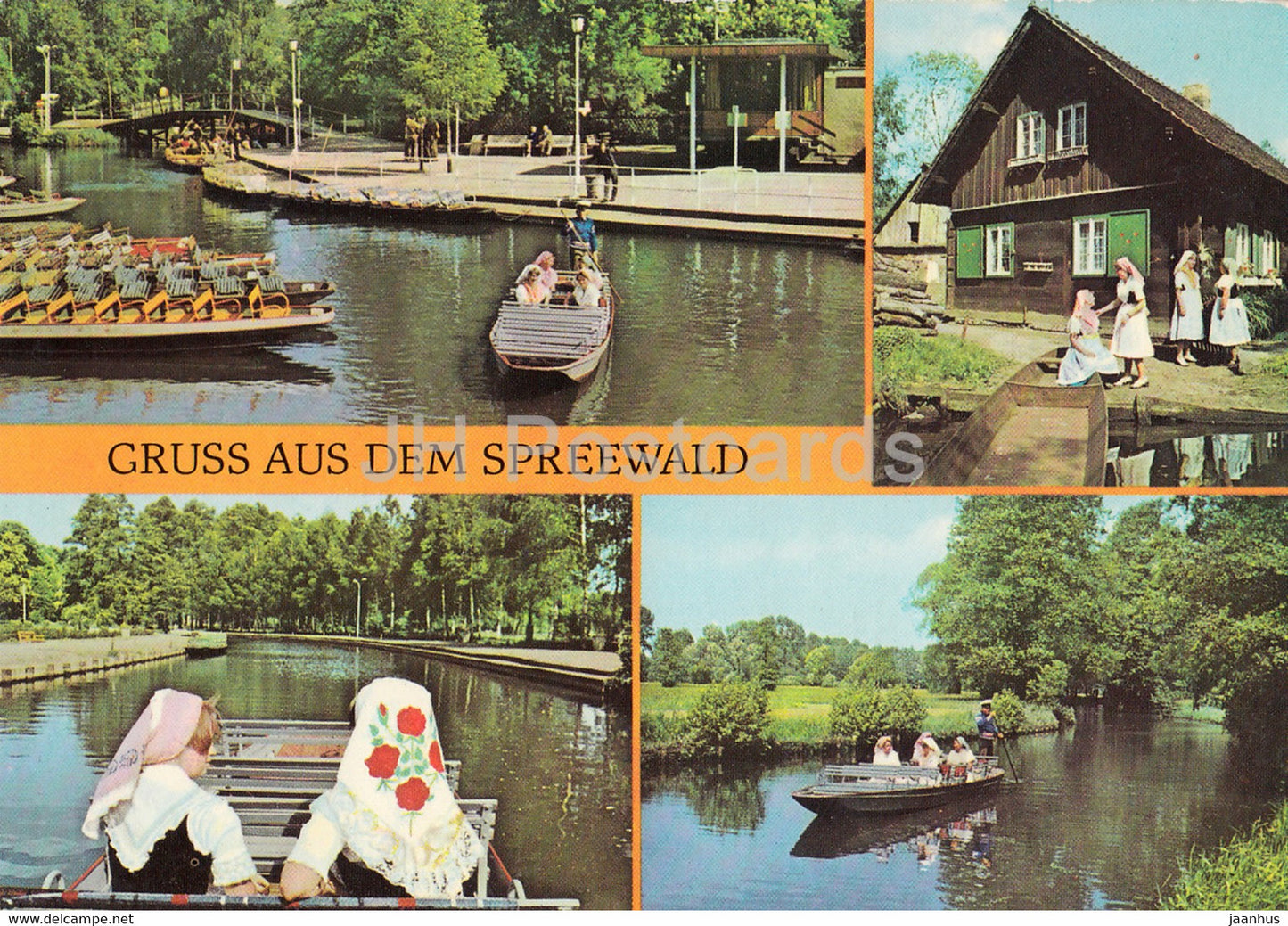 Gruss aus dem Spreewald - Blota - boat - folk costumes - Germany DDR - used - JH Postcards