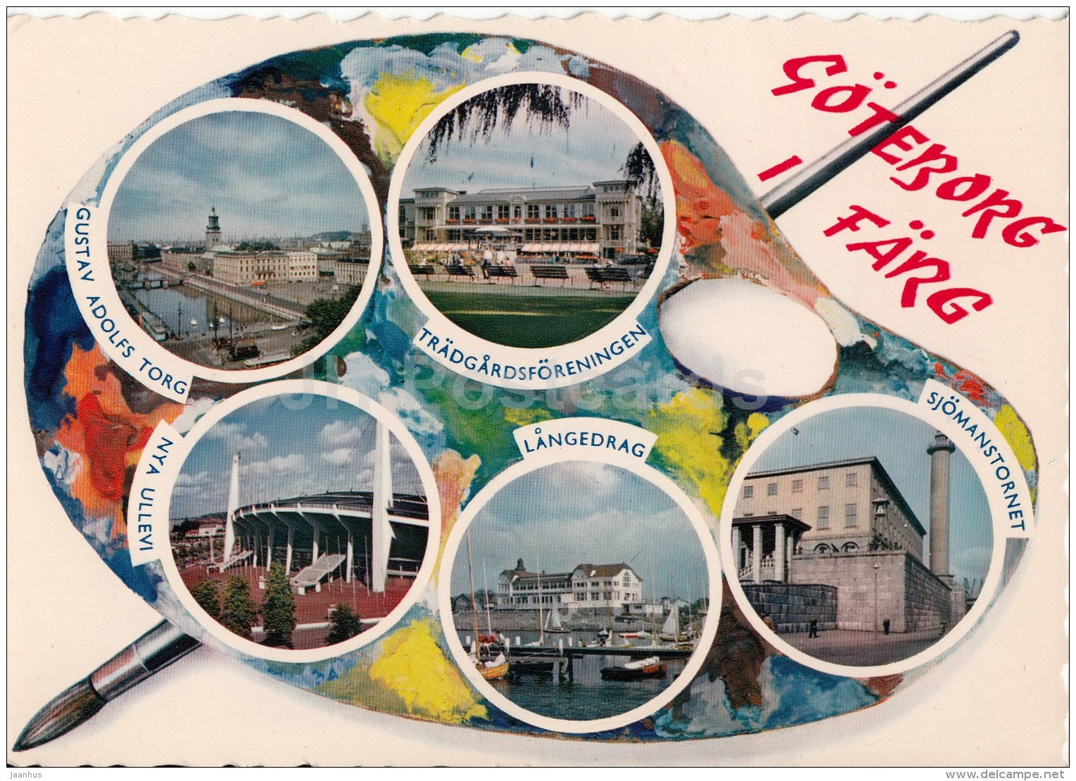 Gustav Adolfs Torg - Langedrag - Sjömanstornet - Nya Ullevi - Göteborg - 37/55 - Sweden - unused - JH Postcards