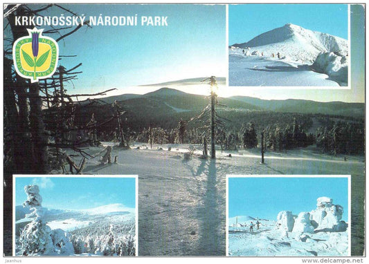 Krkonose National Park - mountains - stamp Sojuz 28 - space - Czechoslovakia - Czech - used 1979 - JH Postcards