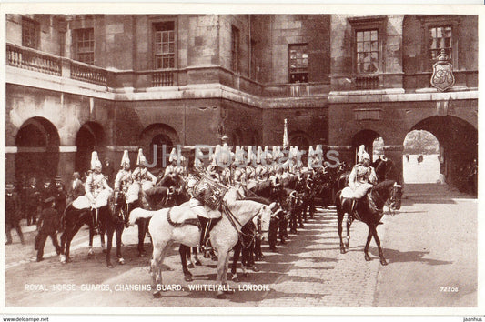 London - Royal Horse Guards - Changing Guard - Whitehall - 72306 - old postcard - England - United Kingdom - unused - JH Postcards