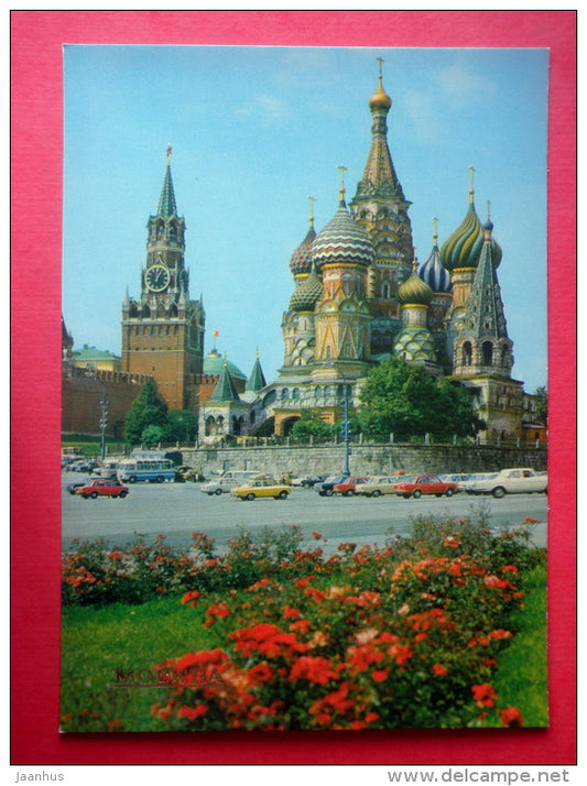 Spasski Tower - Saint Basil's Cathedral - Kremlin - Moscow - 1982 - Russia USSR - unused - JH Postcards