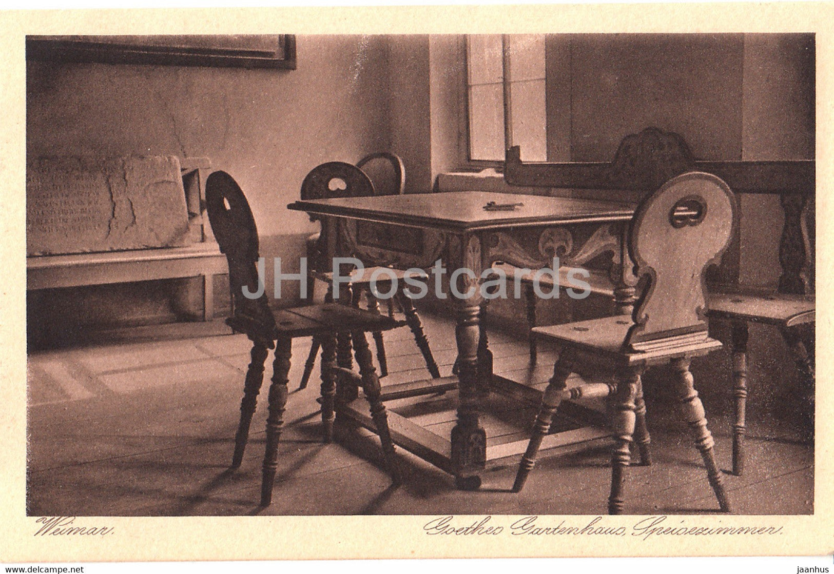 Weimar - Goethes Gartenhaus - Speisezimmer - old postcard - 1928 - Germany - used - JH Postcards