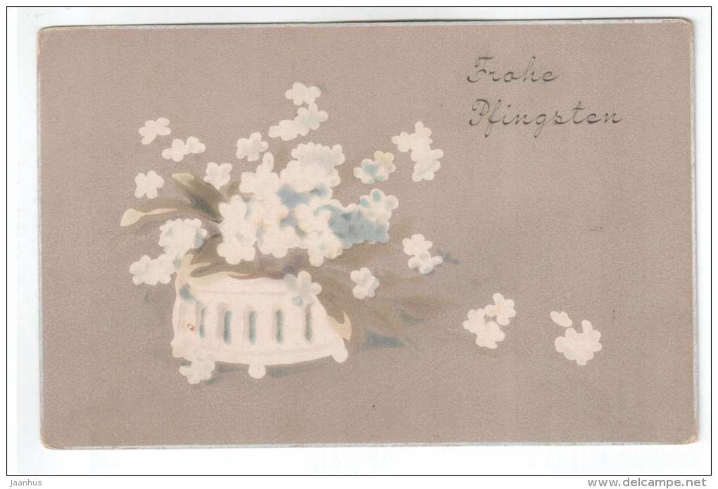 Pentecost Greeting Card - Frohe Pfingsten - flowers - PP - old postcard - circulated in Estonia - used - JH Postcards