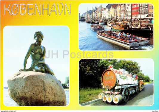 Copenhagen - Little Mermaid - boat - horse carriage - multiview - 79 - Denmark - unused - JH Postcards
