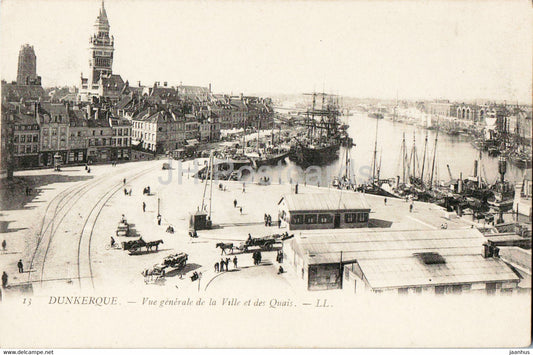 Dunkerque - Vue Generale de la Ville et des Quais - port - ship - 13 - old postcard - France - unused - JH Postcards