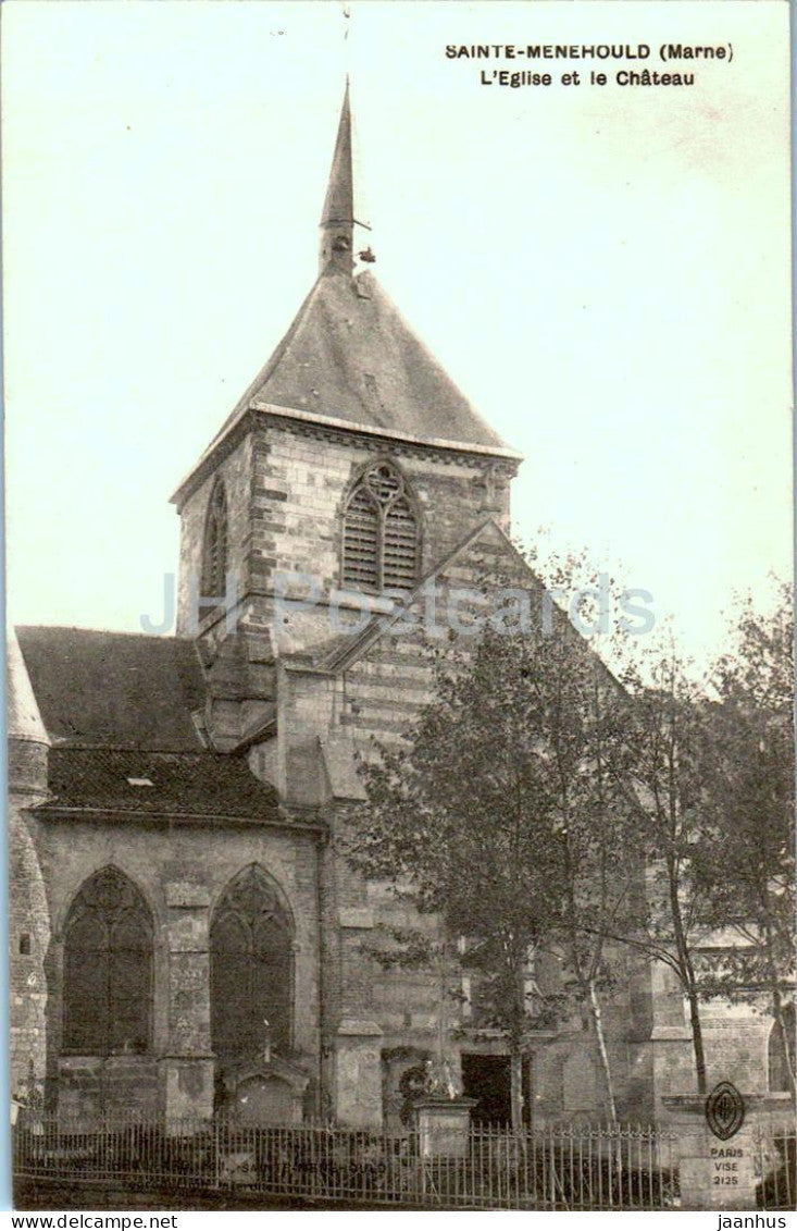 Sainte Menehould - L'Eglise et le Chateau - church - old postcard - France - unused - JH Postcards