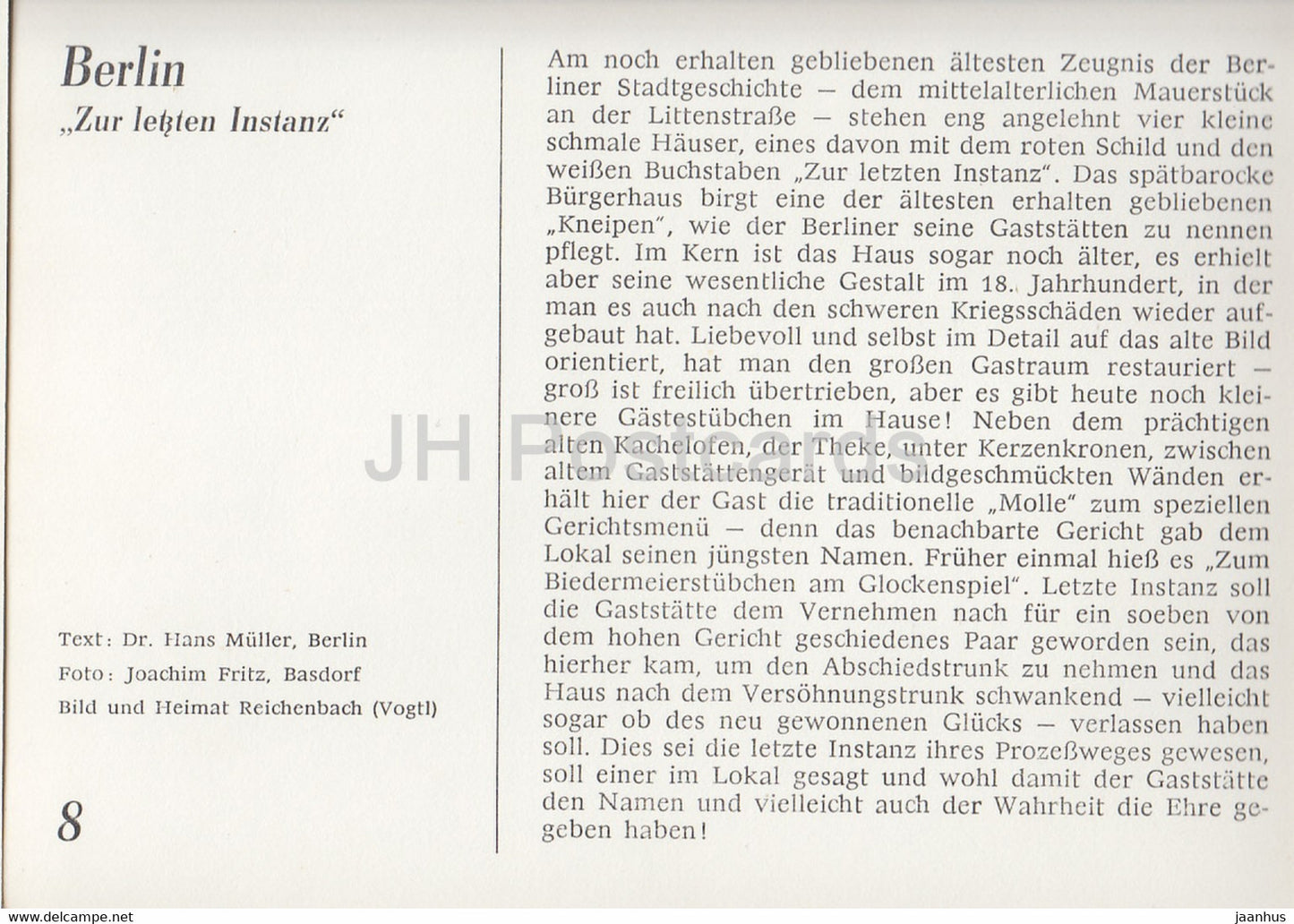 Berlin - Zur letzten Instanz - Historische Gaststätten - Historische Restaurants - DDR Deutschland - unbenutzt