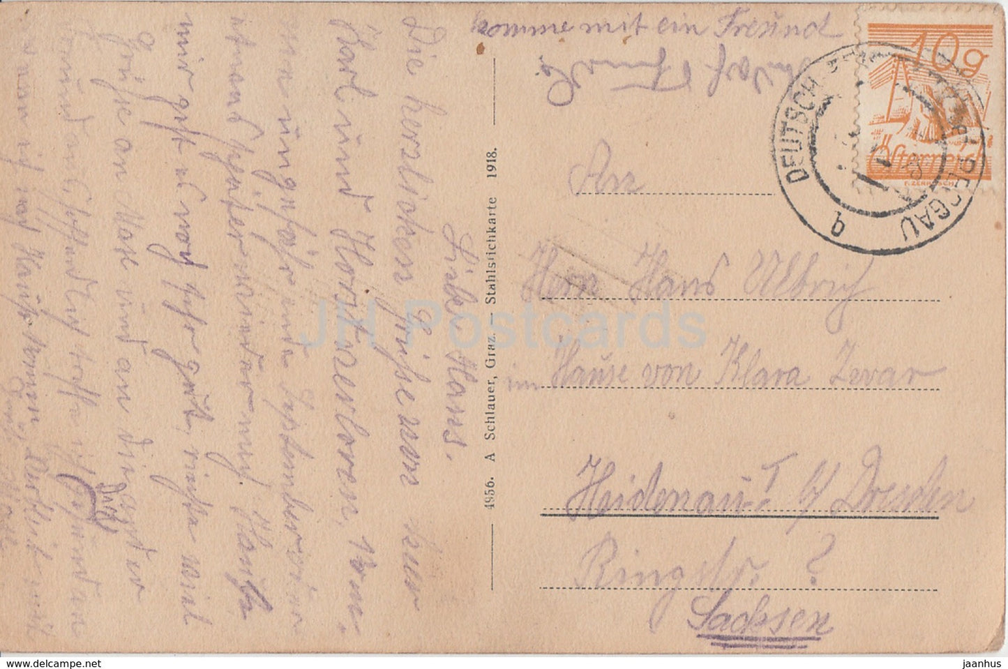 Graz gegen Suden - 4956 - alte Postkarte - 1918 - Österreich - gebraucht