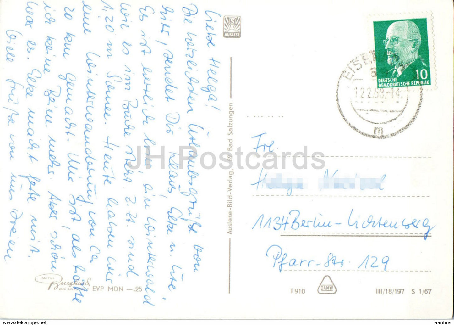 So schon ist auf dem Gr Inselsberg - carte postale ancienne - 1968 - Allemagne DDR - utilisé