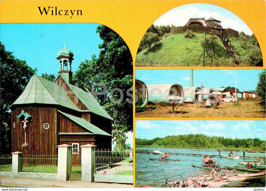 Wilczyn - Kosciol drewniany - Wooden Church - multiview - Poland - unused - JH Postcards