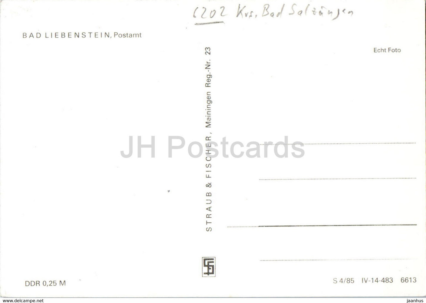 Bad Liebenstein - Postamt - Bureau de poste - 1 - Allemagne DDR - inutilisé